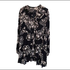 FREE PEOPLE black and cream floral dress